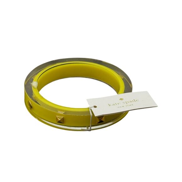 Kate Spade Lacquered Spade Bangle Bright Yellow in Clear Acrylic New with Tags - Picture 4 of 4